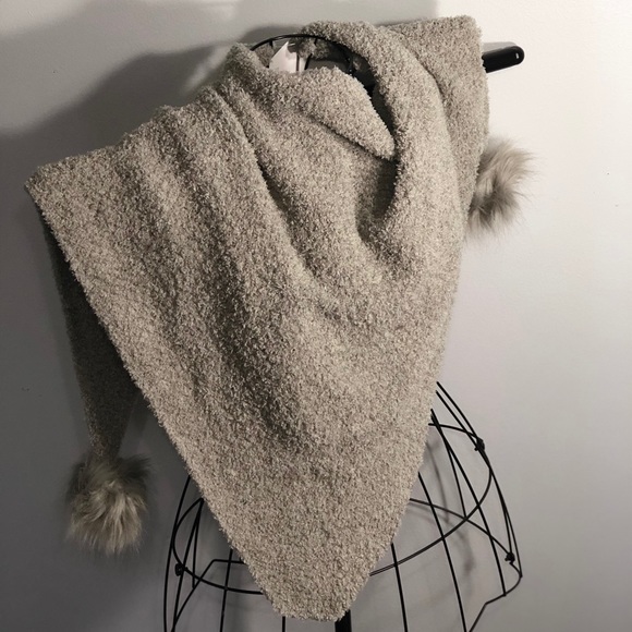 Accessories - Gray Pom Pom Wrap Scarf